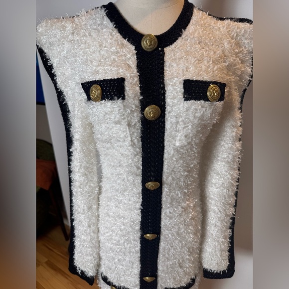 Balmain Embellished Black & White Tweed Mini Dress Size 40 – Like New - Picture 7 of 16